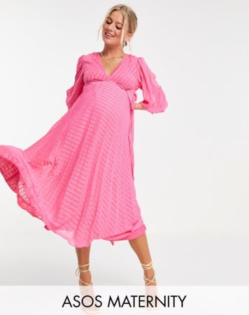 Schönes langes ASOS DESIGN Maternity Kleid in kräftigem Pink