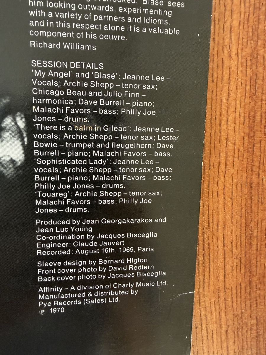 Dischi in vinile: Archie Shepp: Blase – Usato da Winterthur venduto da romaroma 3
