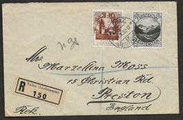 R Brief Liechtenstein 1932 Vaduz Preston Grossbritannien