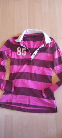 Pink gestreiftes Rugby Shirt von Tommy Hilfiger, Gr. S
