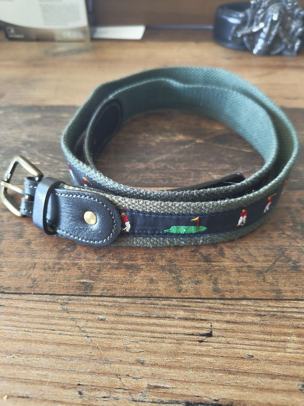 Cinture: Golfer Gürtel mit Bronze Buckle – Usato da Weinfelden venduto da RobsFortune