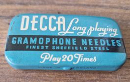 Antike Blechdose Grammophonnadeln Decca