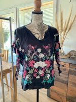 Tunique noire fleurie coton T.M