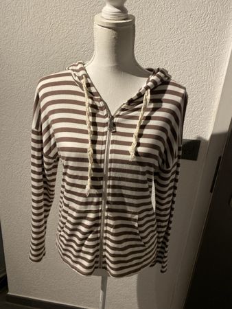 Damen Sweatjacke gestreift braun weiss guter Zustand