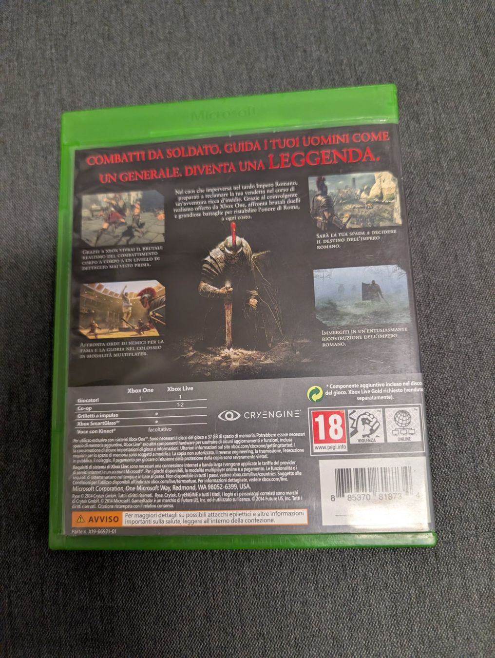 Giochi: Ryse son of Rome Microsoft Xbox Serie X / One – Usato da Giubiasco venduto da Ticinerd 1