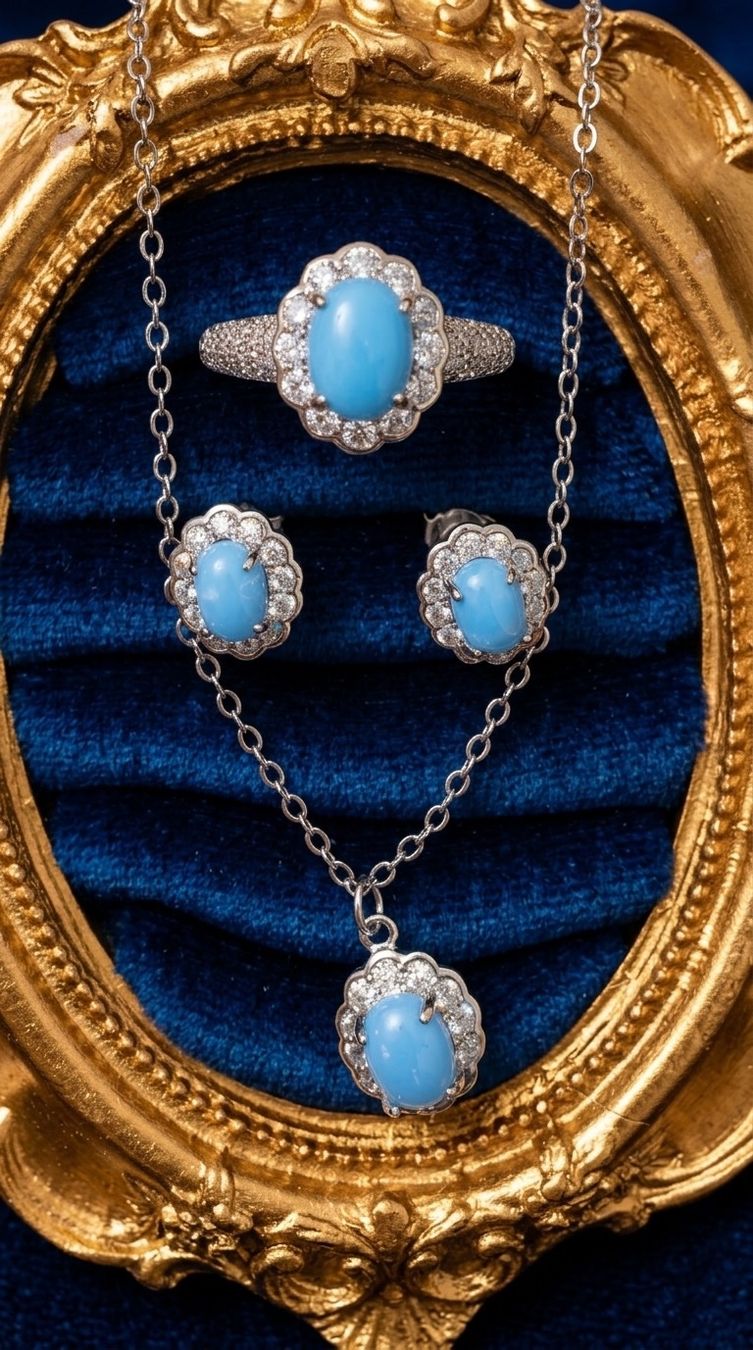 Autres bijoux: Ensemble bijoux larimar et zircons – Neuf avec emballage d'origine à St-Maurice par Sandrinette123