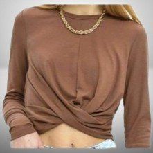 👚🤎 Trendiges Langarmshirt mit gedrehter Front 🌟💫