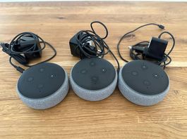 3x Amazon Echo Dot (3. Gen.) mit Netzteil | Alexa