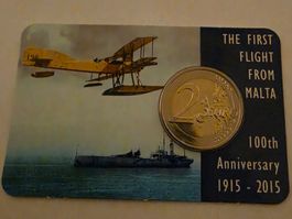 2 Euro Münze Malta 2015 First Flight im Blister
