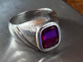 Silberring grosser roten Stein (58)