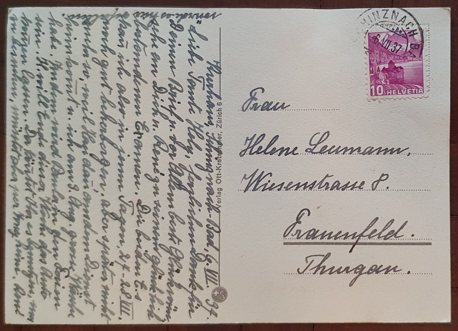Cartoline postali: Bad - Schinznach 1937 – Usato da Kreuzlingen venduto da Rschweiz1 1