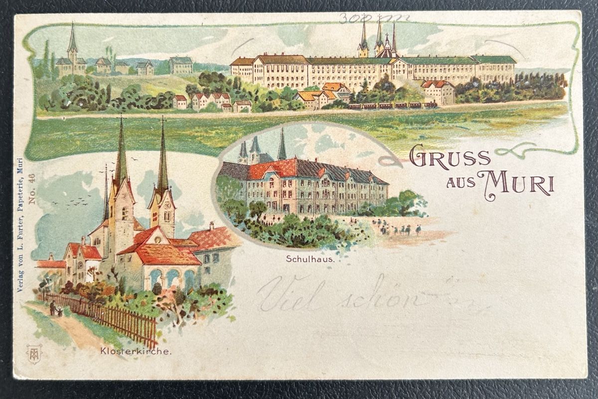 Ansichtskarten: Gruss aus Muri AG Litho  – Gebraucht aus Horw von Tellbub
