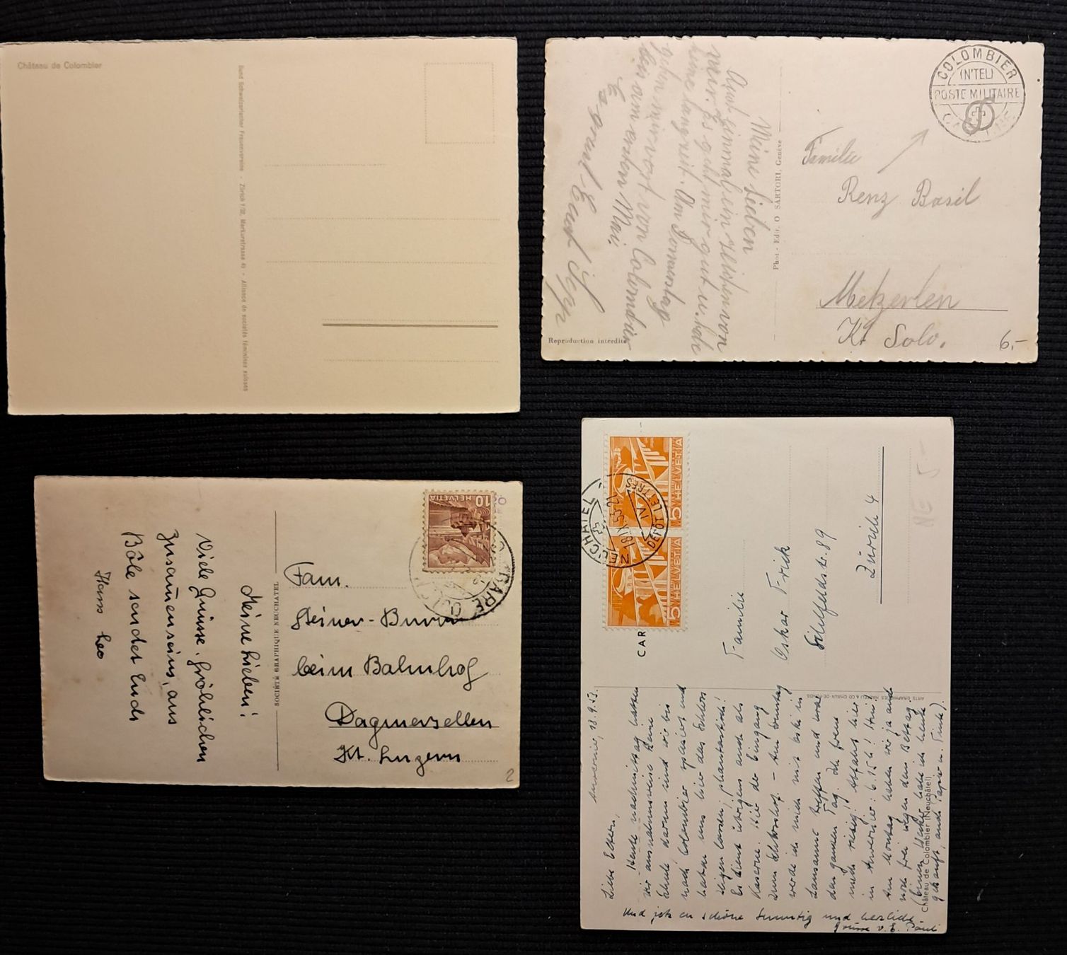 Cartoline postali: 4 CP COLOMBIER – Usato da Ponto Valentino venduto da giorgia06 1
