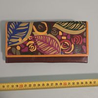 Portefeuille en cuir véritable avec motifs colorés - Unique