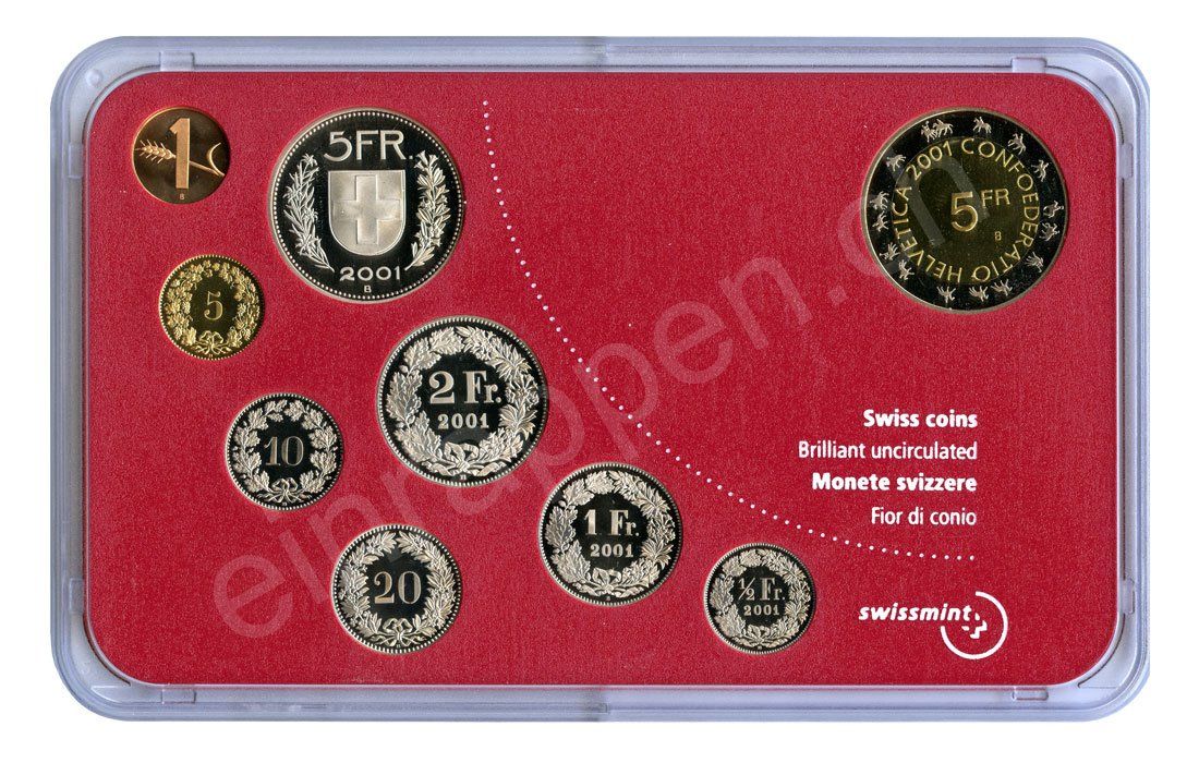 Alle Münzen: SET de monnaie suisse de 2001 non circulé FDC – Neu und originalverpackt aus Fribourg von Kiki020 1