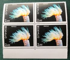 4er Block Briefmarken aus Monaco Mediterrane Fauna 1980
