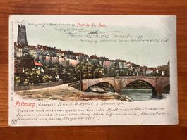 Postkarte Fribourg Pont de St. Jean Litho 1901 (P525)