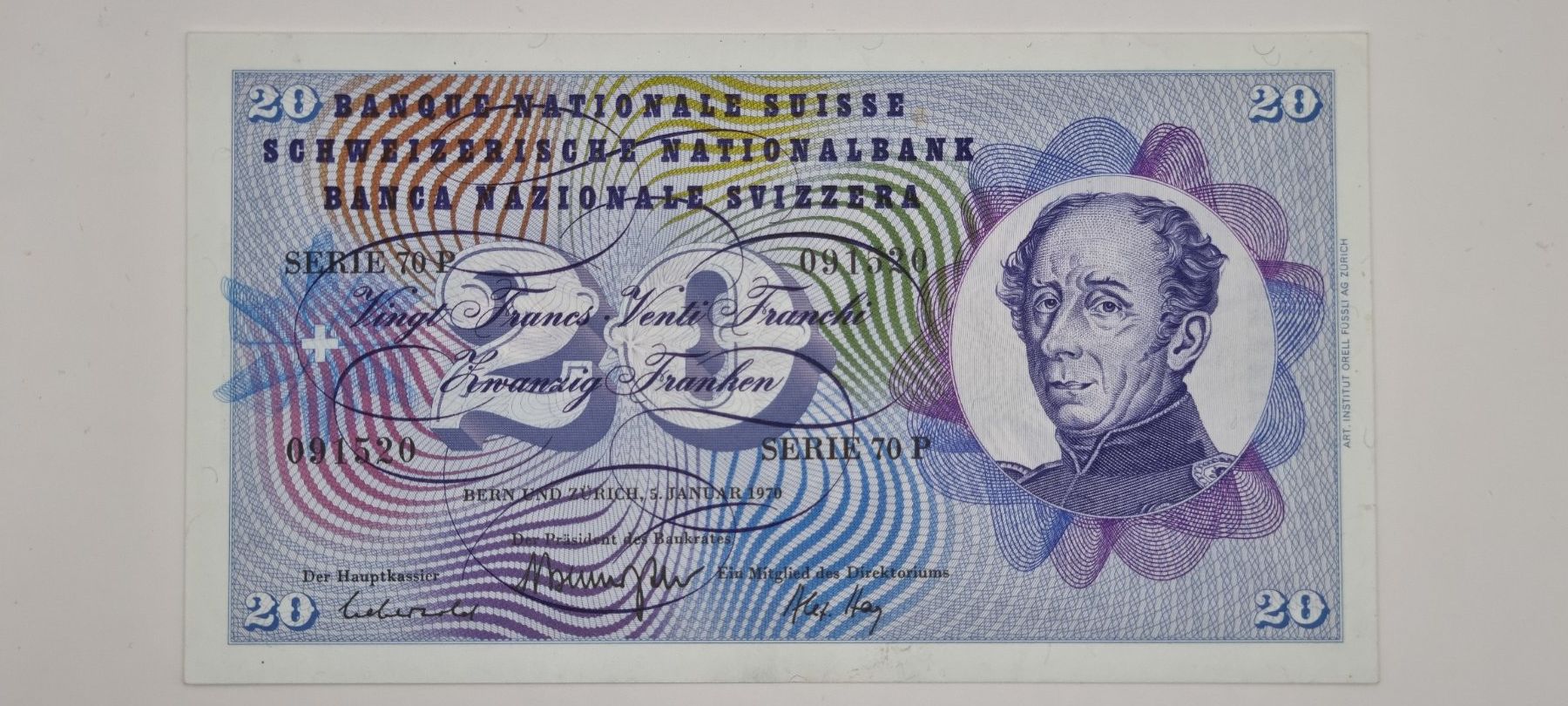 Banconote: Note 20 FR 1970 ungefaltet – Nuovo e nell'imballaggio originale da Bure venduto da chap981