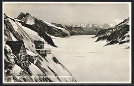 Jungfraujoch, Berghaus mit Aletschgletsc