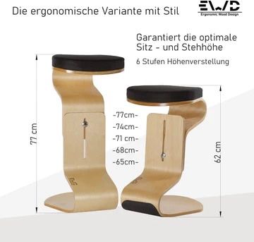 QUIRUMED Ergonomischer Hocker Mit Gaslift – Höhenverstellbar, 5 Räder, Kunstleder, Verchromtes Gestell