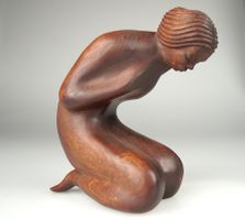 Holzskulptur Frauenakt Behage Paraguay - Vintage