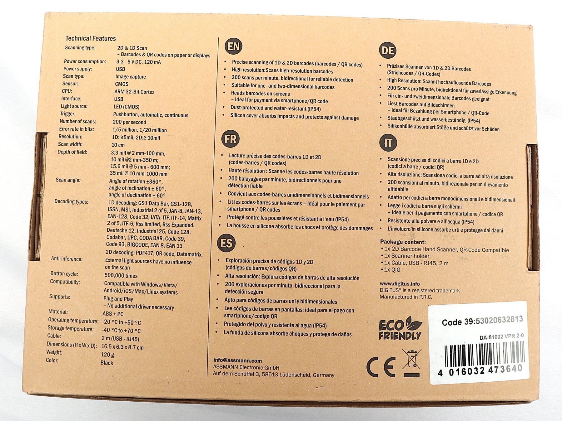 Scanneurs: DIGITUS 2D Bardcode Hand Scanner – Neuf (Voir description) à Steinen par Restwert_Steinen 9