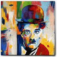 Quadro Charlie Chaplin 50x50 cm stampa su tela‪‪