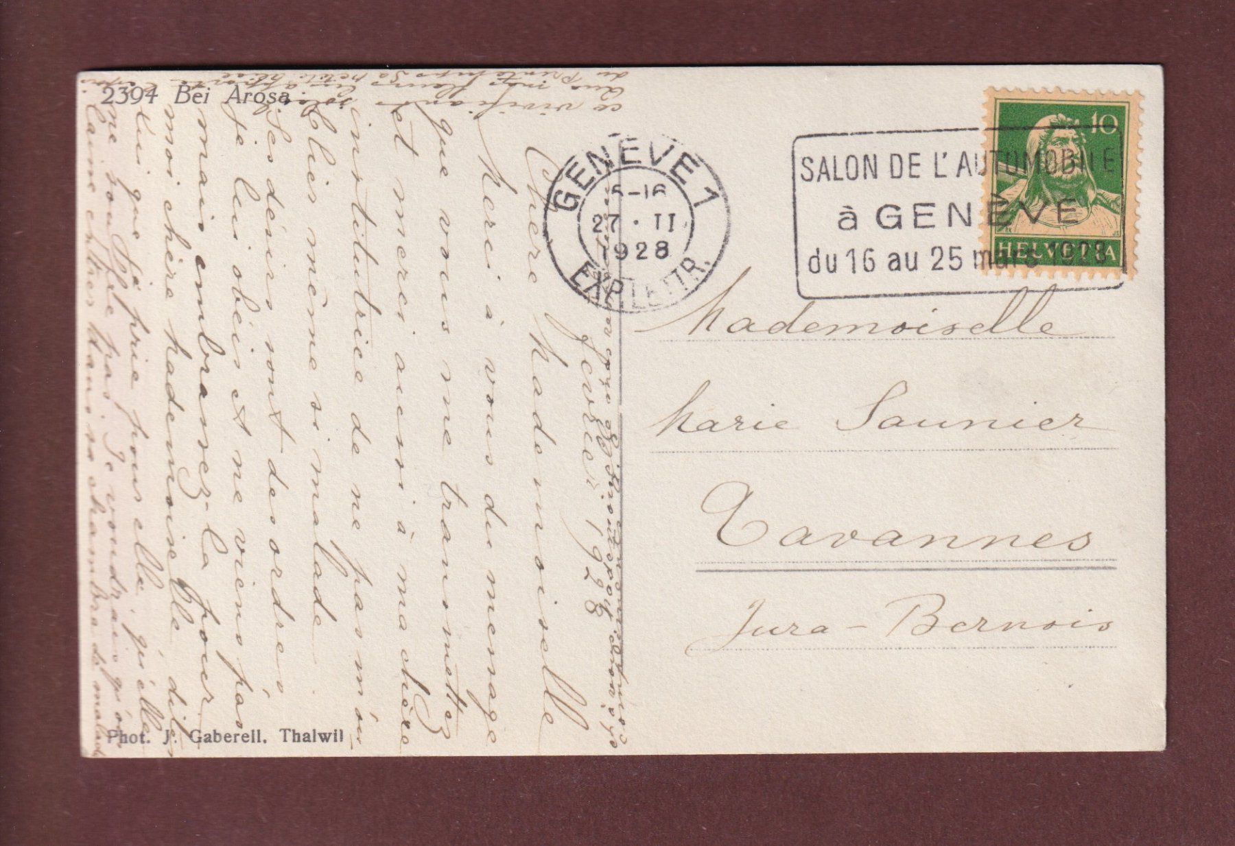 Ansichtskarten: Bei AROSA - 1928 – Gebraucht aus Pully von nicecards-shop 1