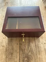 Zigarren Humidor Holz mit Hygrometer und Schloss dunkel