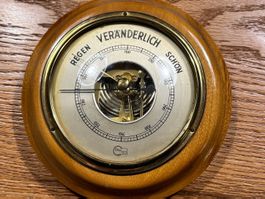 BARIGO Wandbarometer Holz/Messing