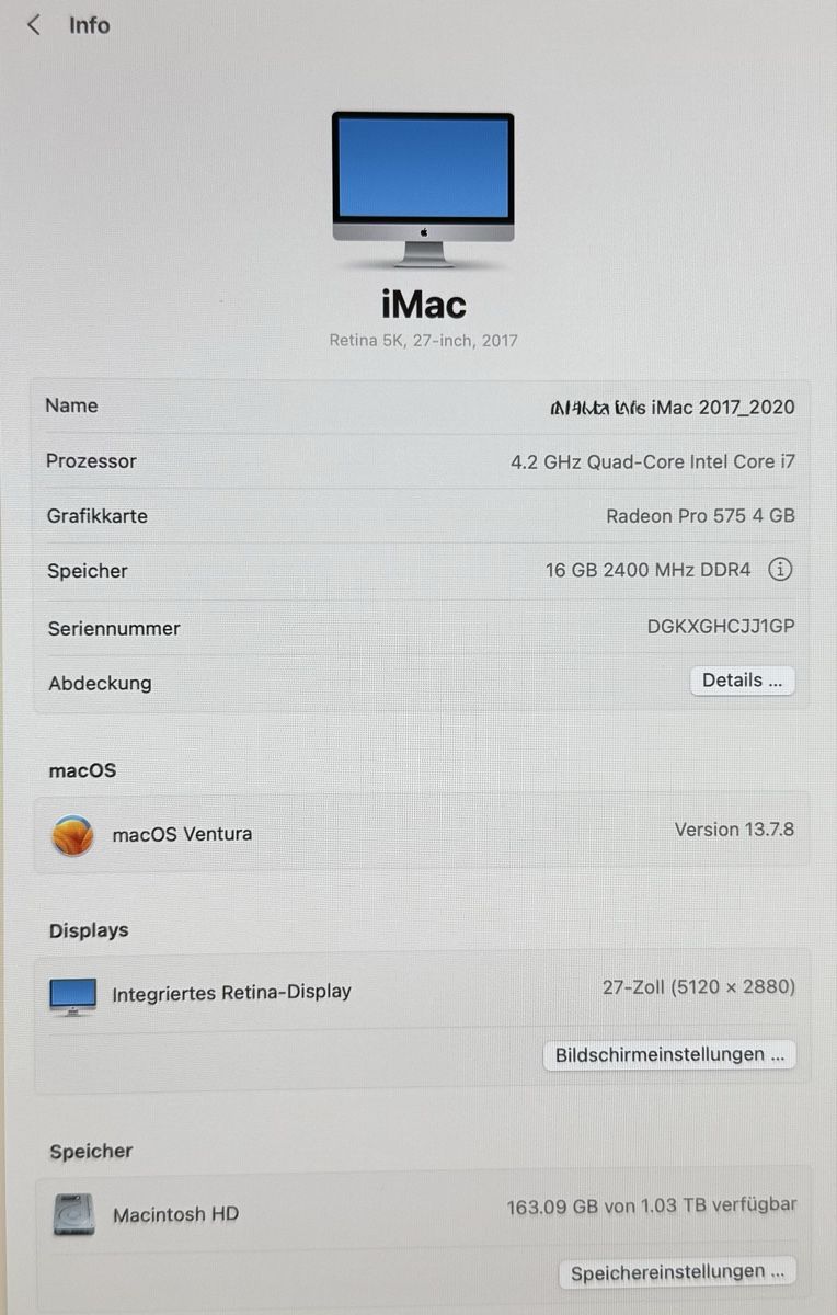 Apple PC: iMac Retina 5K 27“, 2017 – Usato da Merlischachen venduto da maerlischacher 4