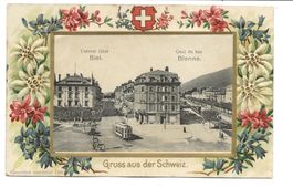 Gruss aus der Schweiz - Biel (BE) unterer Quai - Präge-Litho