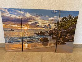 3-teiliges Wandbild /Gemälde "Abendstimmung im Paradies"