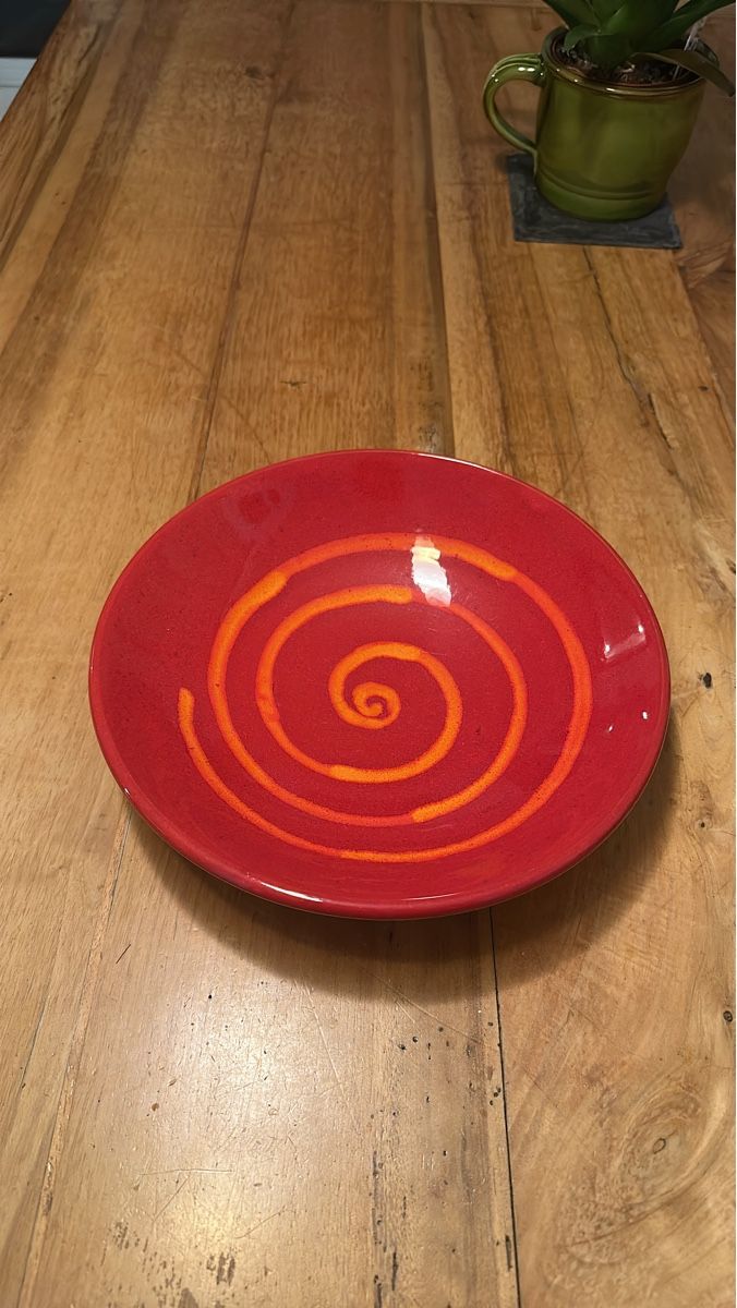 Piatti di portata: 70er Keramikschale, Rot/Orange, Durchmesser ca. 25cm – Usato da Frauenfeld venduto da aluma14 1