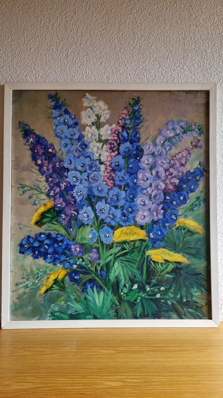 Dipinti: Handgemaltes Blumenstillleben, 85 × 75 cm – Usato da Malters venduto da mat_6102