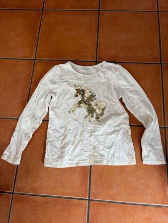 C&A Mädchen Shirt, Gr. 140, Langarm, Glitzer Einhorn
