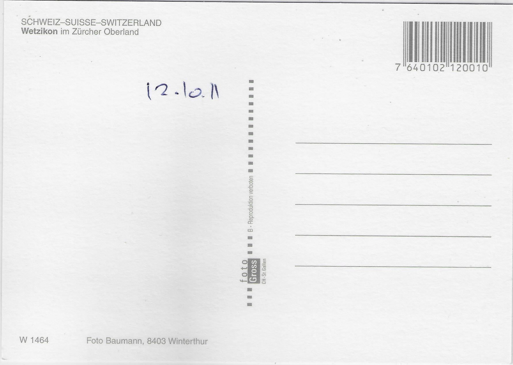 Cartoline postali: Flugaufnahme Wetzikon – Usato da Ettingen venduto da Kartenplanet 1