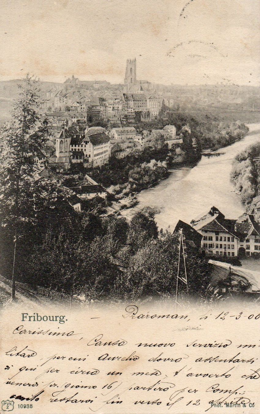 Cartoline postali: Fribourg – Usato da Melano venduto da pisonsdro