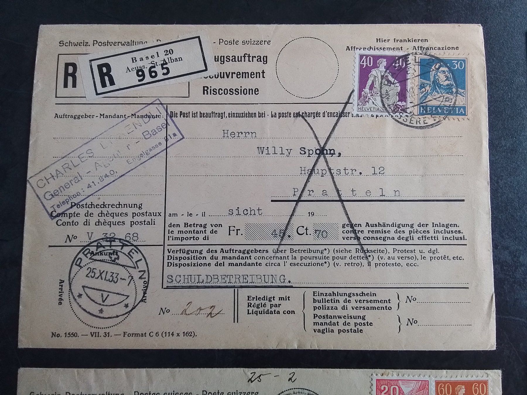 Tutti i francobolli: 7 Einzugsaufträge Sitzende Helvetia – Usato da Reichenburg venduto da Pipo-67 1