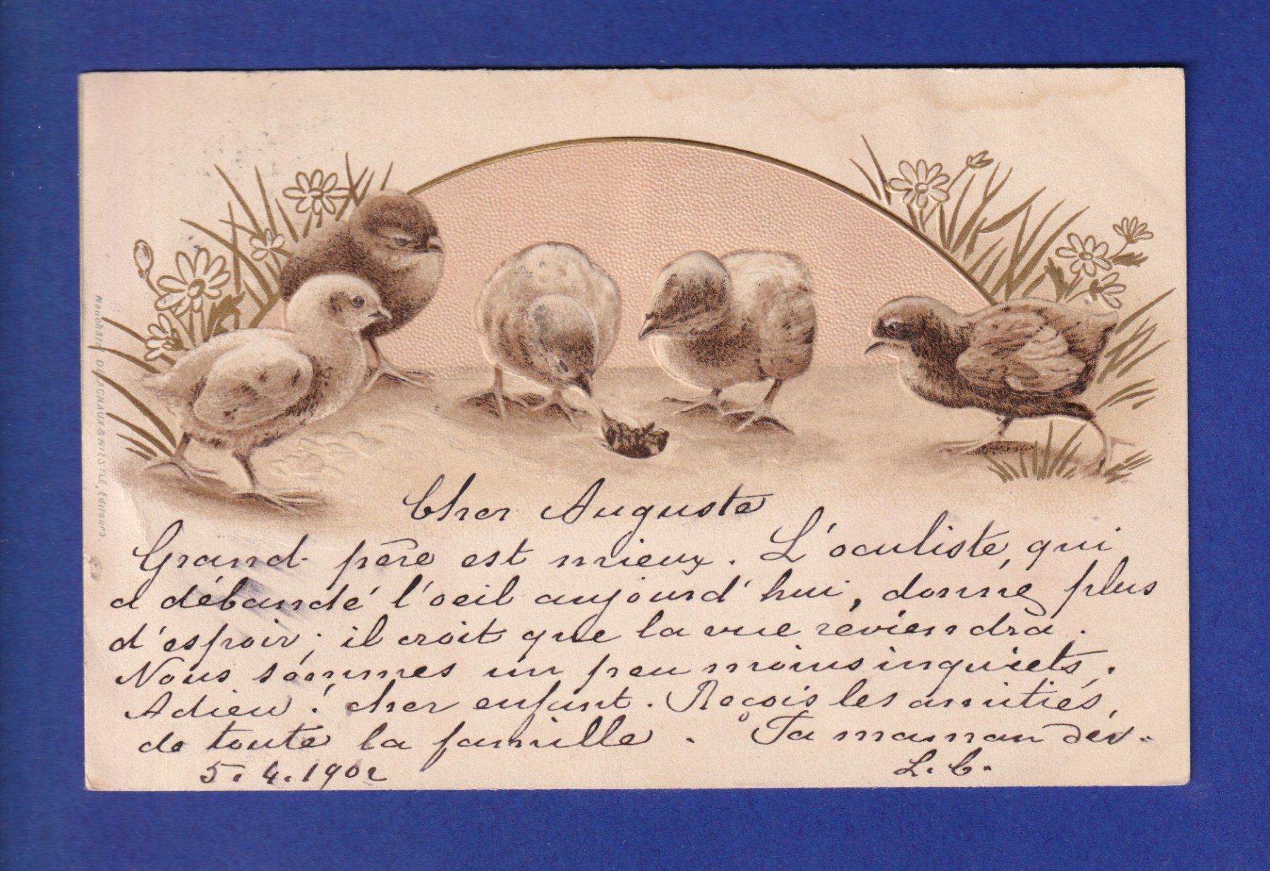 Ansichtskarten: OISEAU - Poussins  - Carte gauffrée – Gebraucht aus Pully von nicecards-shop