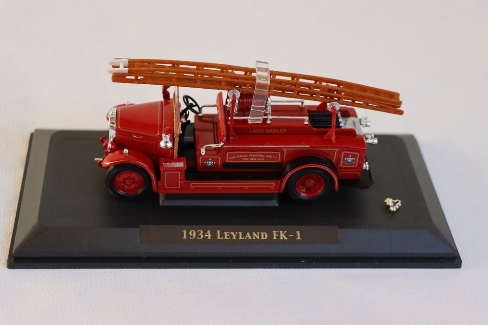CAMION DE POMPIERS En Fonte Leyland FK9 Modèle UK 1939 Del Prado Scellé