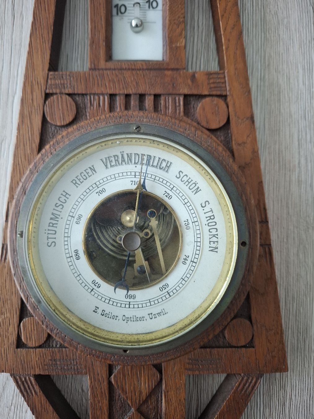 Altro per la casa: Sehr Alter Wandbarometer mit Thermometer Holz E. Seiler – Usato da St.Gallen venduto da bpeter01 1