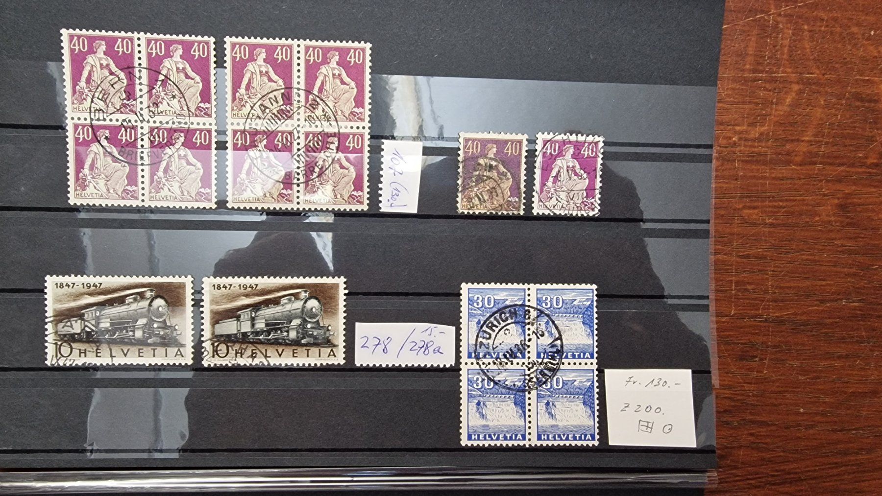 Tutti i francobolli: LOT Schweiz Einzelmarken & 4-er Blocks - ungesichtet!! – Usato da Aesch LU venduto da briefmarken.uray 1