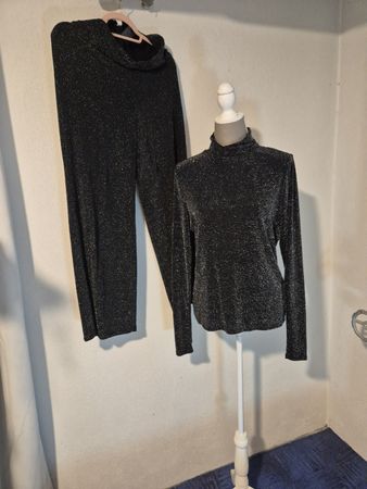 Damen Set H&M Glitzer Schwarz Grösse L guter Zustand