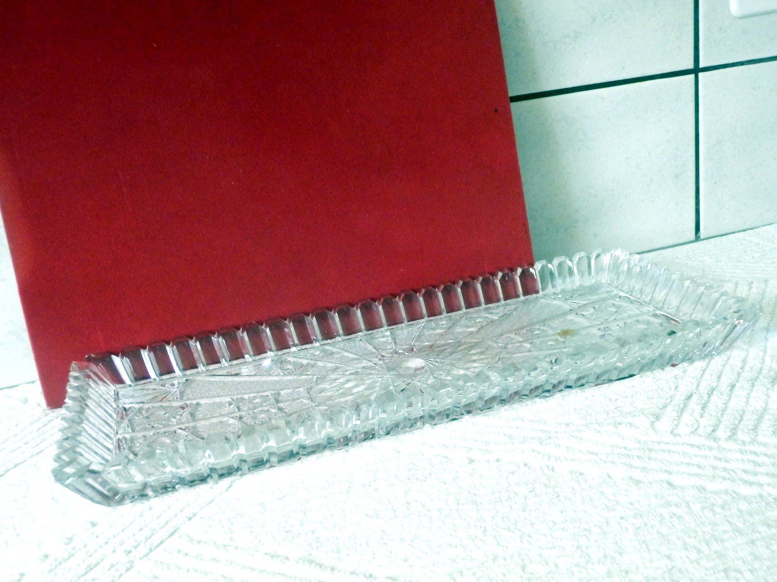 Teller: Kuchen- oder Keksschale, Kristallglas, 41 x 17.5 x 3cm – Gebraucht aus Ueberstorf von dinbau 5