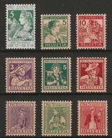 1913-1917 : Pro Juventute Nr. J1 - J9 postfrisch**, KP 340.-