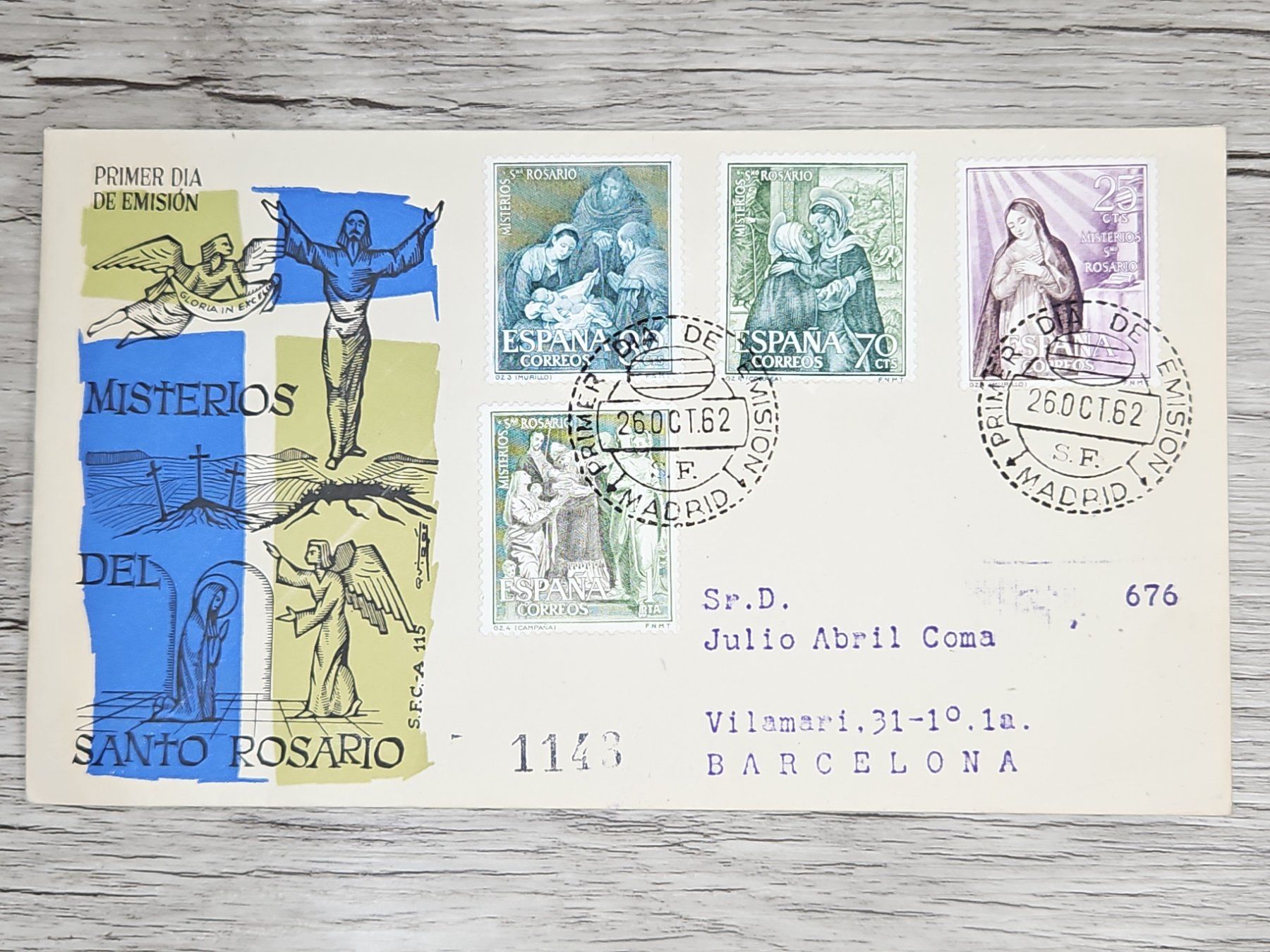 Tutti i francobolli: CL05 Enveloppe + Timbre Espagne 1962 – Usato da Cousset venduto da Patrick_Collections
