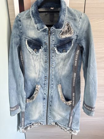 Coole Jeansjacke mit Pailletten, Top Zustand, Gr. M