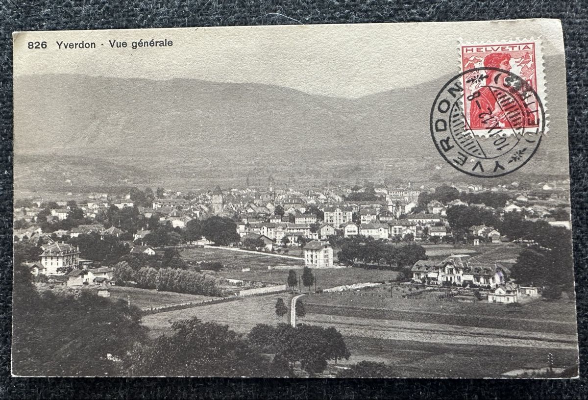 Ansichtskarten: Yverdon vue générale 1912 – Gebraucht aus Wettingen von Phibras