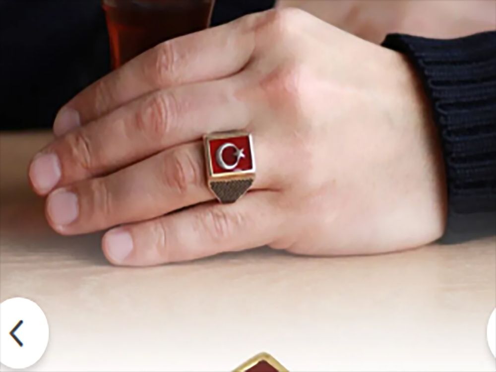 Ring - Türkische Flag - Gümüş kaplama Yüzük Gr.25 (Neu und ...